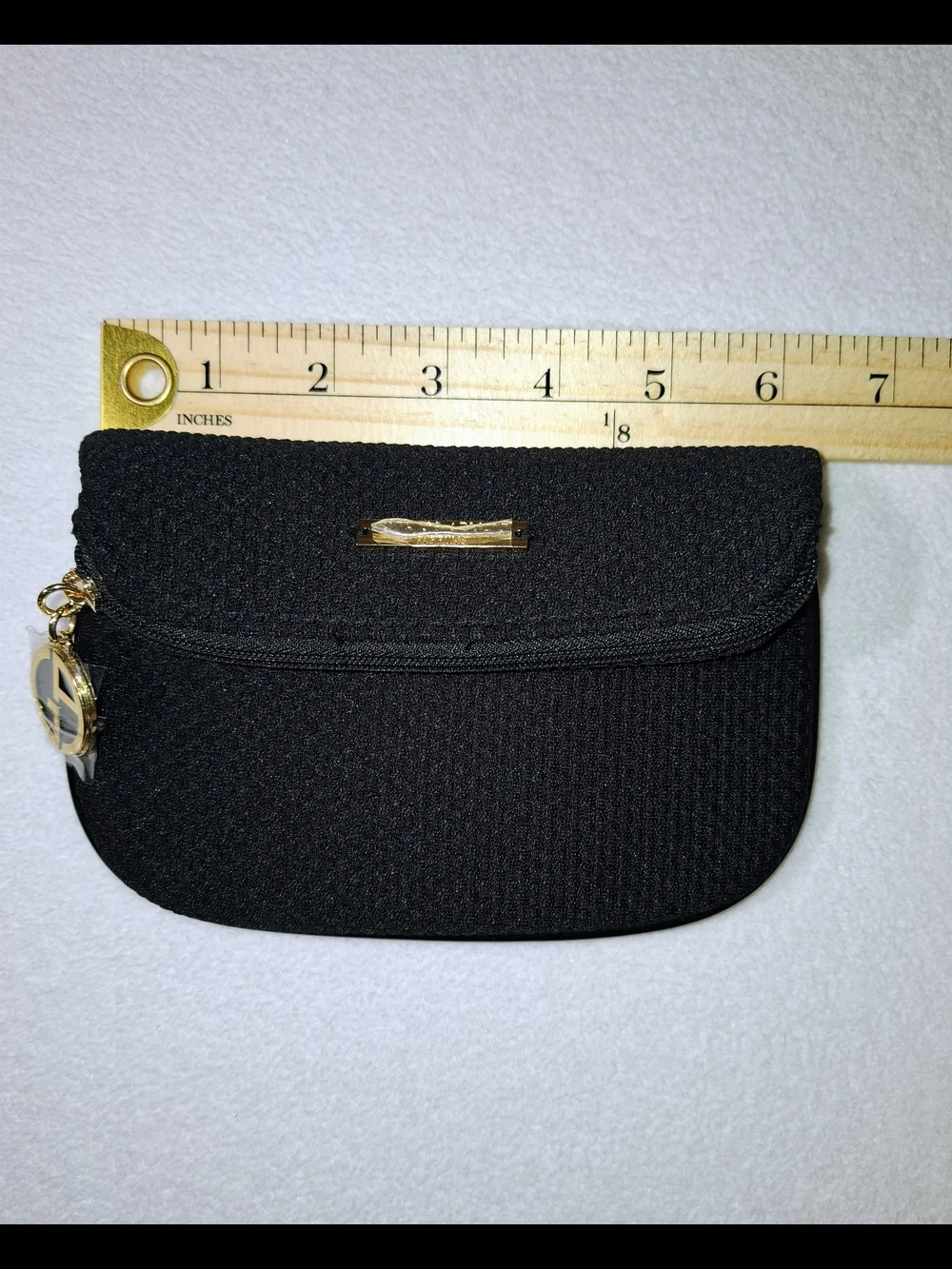Giorgio Armani Black Woven Cosmetic Bag  with Gold Charm